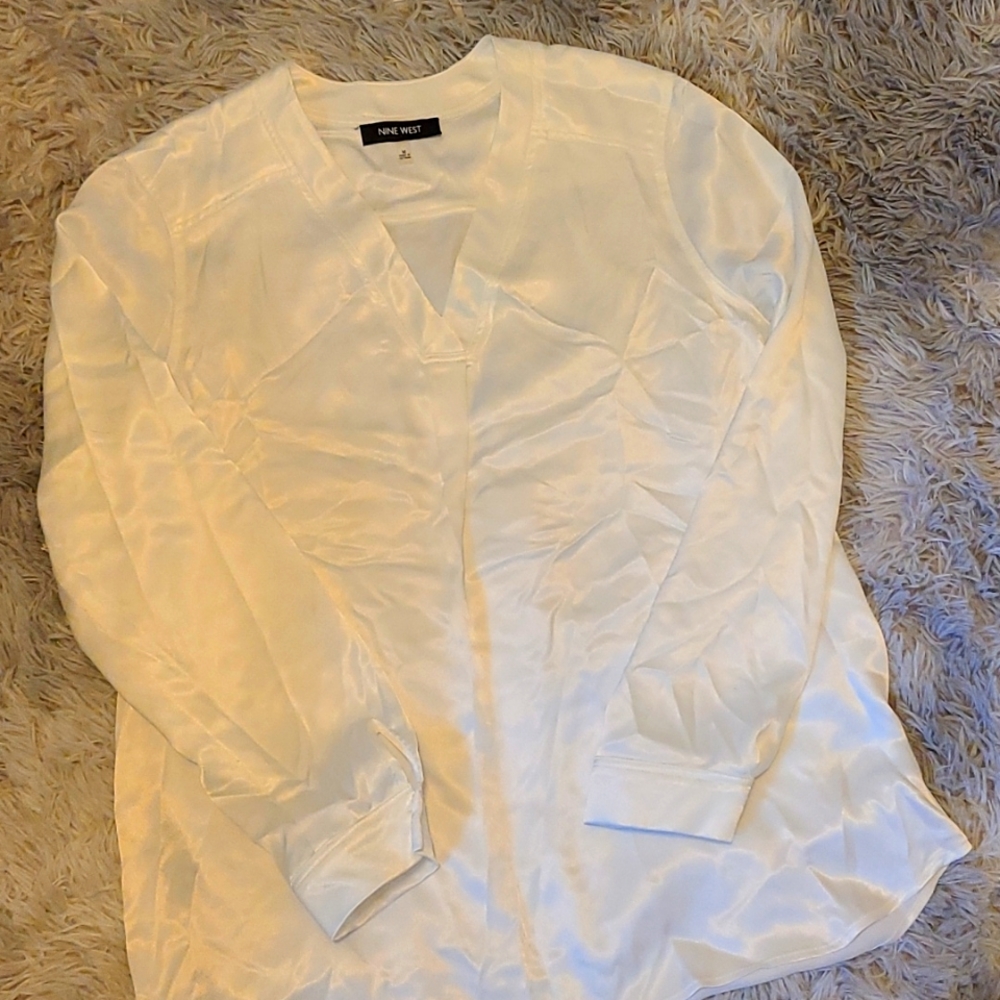 Nine West ivory satin blouse